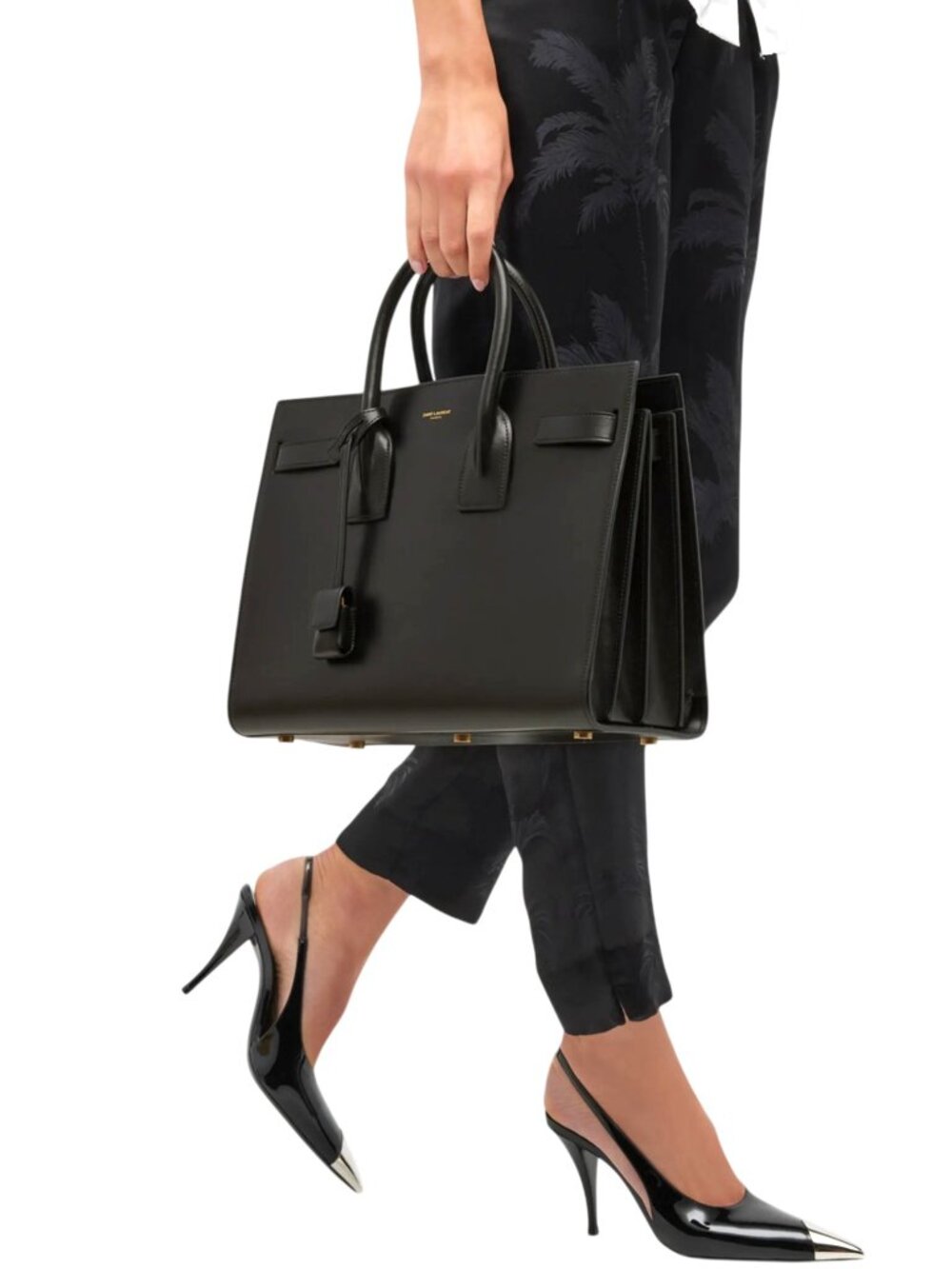 Sac De Jour Small Top-Handle Bag Nero Smooth Calf Leather